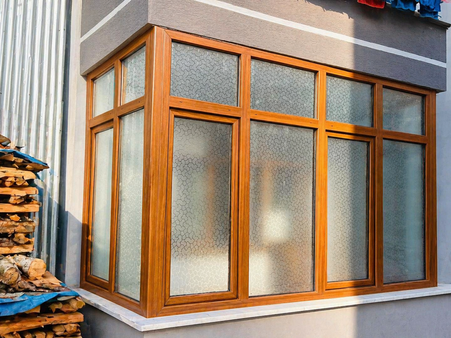 Ahşap Görünümlü PVC Köşe Pencere Sistemi