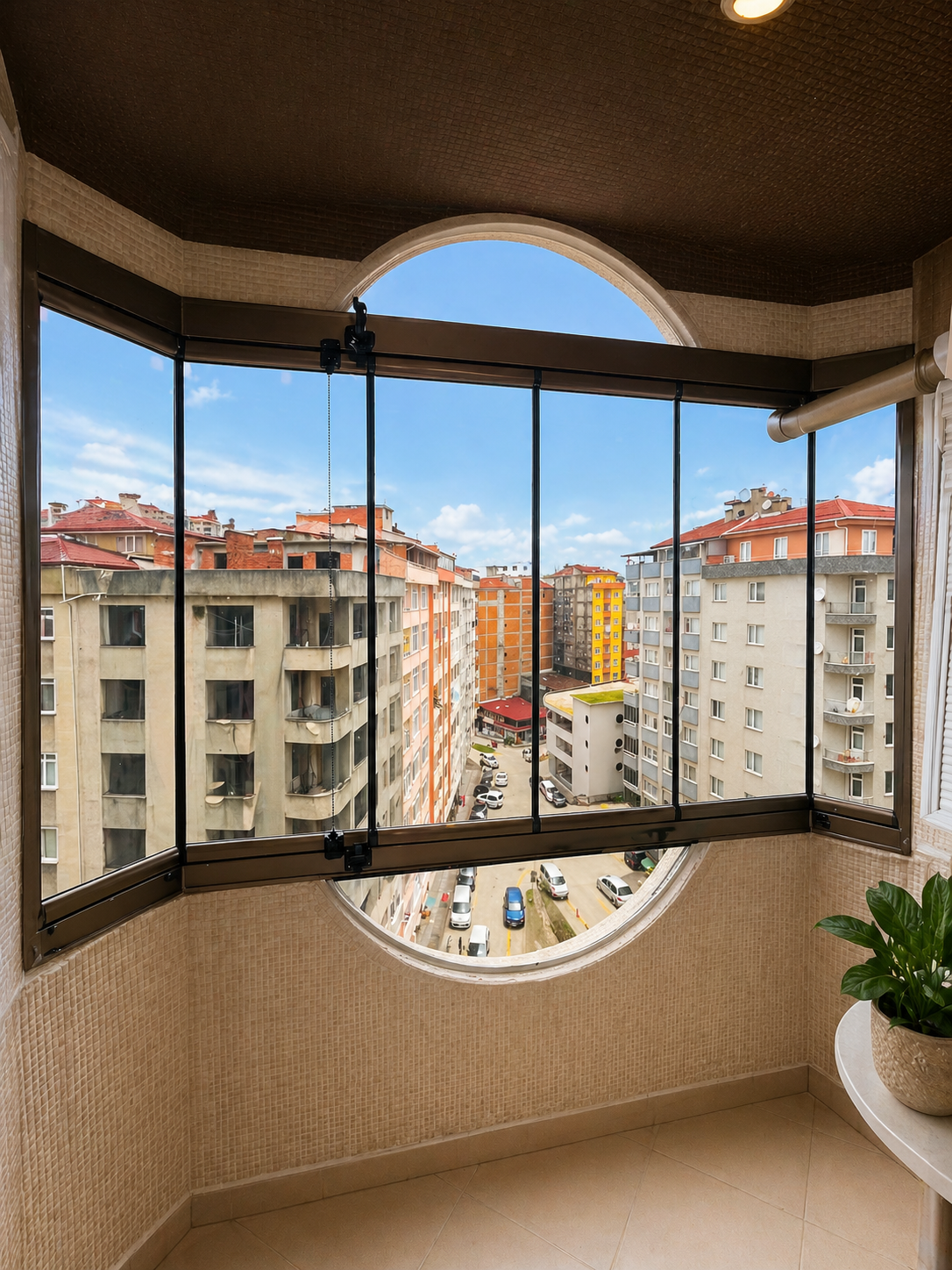 Oval Tasarımlı Katlanır Cam Balkon Sistemi